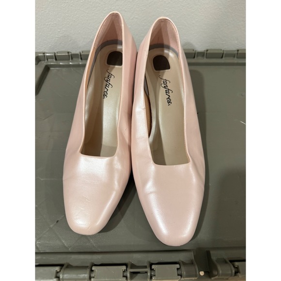 Fanfares Shoes - Fanfares Ladies 11 "Rhoda" Pink Color Fabric Square Toe Block Heel Slip-on Pumps